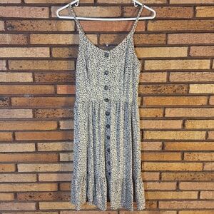 Japna Small Cheetah Ruffle Hem Boho Smocked Adjustable Strap Dress